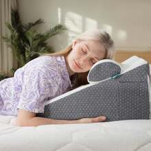 TAIMASI Wedge Pillow With Extra Bolster, Bed Wedge Pillow For Sleep Apnea, Acid Reflux Relief, Back Pain, After Surgery, 30 Degree Triangle Pillow For Sleeping Foam Wedge Cushion For Headboard Christmas Thanksgiving Bedroom Sleep Support Body Rest - Light Grey - View 6