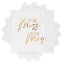 Wedding Napkins 20 Pcs Gold Foil Disposable Paper Napkins From Miss To Mrs Cocktail Napkins For Wedding Dinner Party, 3-Ply - View 2