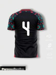 Camiseta deportiva blanca con rayas gráficas verdes, estampado de número, tela de malla ligera, ropa de hincha para encuentros de fútbol, estilo urbano retro adecuada para uso diario - Color mixto 1 - Ver 2