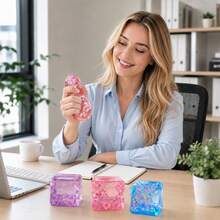 1/3pcs Squeeze Cube Toys, Sensory Toys, Squeeze Toys, Filled With Star-Shaped Glitter, Designed To Relieve Anxiety And Stress; Perfect As Birthday Gifts, Party Favors Or Classroom Rewards. - Multicolor - View 3
