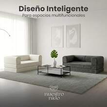 Sofá Cama Memory Foam Plegable 3 Plazas |   Sofá Cama Multifuncional Moderno |   Sillón para Sala Sofa Cama Comprimido |   Estructura Resistente |   Dimensiones: 200 x 100 x 71 (Beige) - Gris - Ver 8