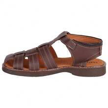 Fratello Shoe Store Fratello Sandalia Casual de Piel Color Café para Hombre 0500, Cierre con Hebilla, Suela Antideslizante, 3 cm de Alto, Costuras Contrastantes, Tallas 5.5 al 9. - Café integral - Ver 3