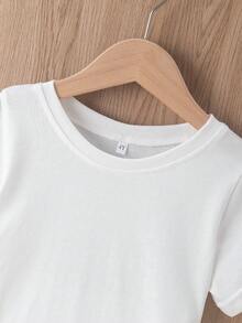 SKETCH DIGITAL GLITCH Short-Sleeved T-Shirt With Round Neck, Bright Stars And Bars Design, Multifunctional, Comfortable And Breathable, Children's Clothing For Kids. - 白色 - 查看 4