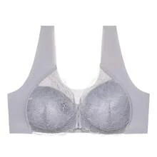 Sujetador inalámbrico de talla grande con cierre frontal, estilo fino sin costuras, push-up ajustable, lencería sexy para mujer. - Blanco - Ver 8