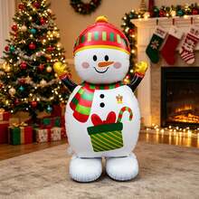 Standing Christmas Snowman Aluminum Foil Balloon With Base, Home Living Room Window Display Holiday Decoration Balloon, Party Photo Backdrop Decor - Multicolor - View 9