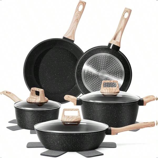 Maifanshi Non Stick Cookware, Frying Pan, Stew Pot, Stir Fry Pot, Oversized Stew Pot, Suitable For Induction Cookers, Non Stick Pots, Granite Non Stick Pots, Practical Kitchen Tools Including Frying Pans, Stew Pots, And Soup Pots
