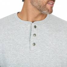 Coleman Men's Long Sleeve Henley Fleece Sweatshirt - 3-Button Placket - Comfortable Cotton Blend For All Seasons Variant 4 - Light Grey Heather - View 2