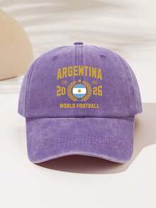 1件時尚簡約水洗棒球帽，印有「ARGENTINA」圖案，四季通用裝飾風格，美式復古運動風，男女通用時尚必備單品，適合送給家人與朋友的禮物 - 水洗帽3 - 查看 10