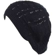 BYOS Chic Soft Knit Airy Cutout Lightweight Slouchy Crochet Beret Beanie Hat - 2pack Black Black - View 3