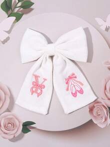 1件女孩 A-Z 26字母白色與粉色布藝蝴蝶結髮夾，字母刺繡髮夾，優雅髮夾，適合花朵裝飾，兒童日常穿著，婚禮派對禮物 - 彩色 - 查看 15