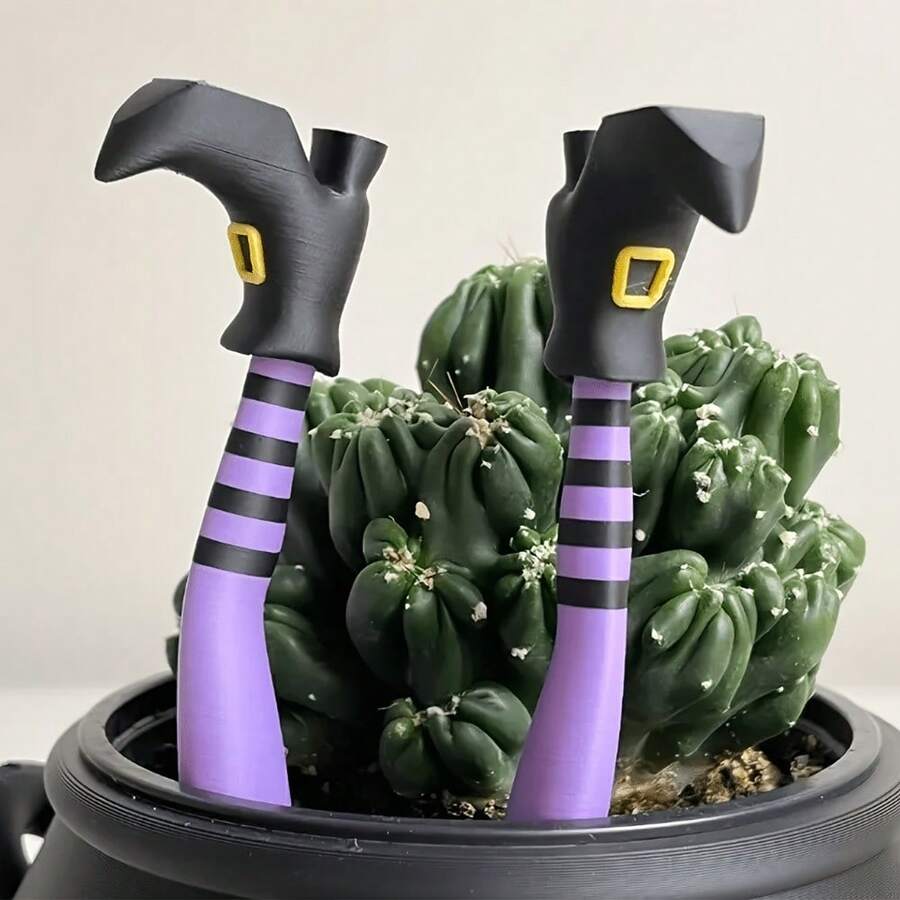 2 buah Dekorasi Pot Tanaman Kaki Penyihir, Pagar Gaya Gotik Cetak 3D, Bahan PLA Tahan Lama, Cocok untuk Tanaman, Taman, dan Halaman Rumput - A - View 1