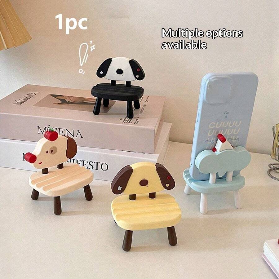 1pc Cute Desktop Phone Stand, Slouchy Bracket, Creative Puppy Chick Rabbit Ornament, Chair Stand, Horizontal & Vertical Dual-Use Portable Phone Holder, Tablet Stand - Multicolor - View 1