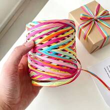 1/3/5pcs/Pack Approx. 5m Colorful Raffia Paper Rope Ribbon For Gift Wrapping, Floral Arrangement, Wedding Bouquet And Party Decoration - Multicolor - View 2