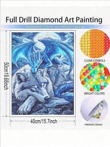 Dragon Wolf Diy Diamond Painting Kit -Diamond Art Mosaic Craft Cozy Healing Artwork Design Animal, Immersive Handmade Stress Relief, Home Decor Art DIY Craft Lover's Holiday Surprise Gift - round diamond - View 8
