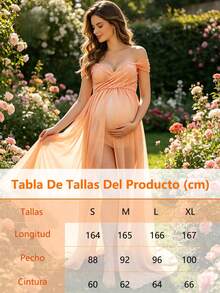 Off-The-Shoulder Lace Maternity Dress - Pink - View 5