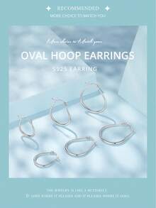 Bamoer S925 Sterling Silver Teardrop Oval Earrings, Minimalist European Style Women's Jewelry - Silver - View 11