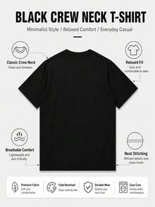 Summer 's 100% pure cotton casual sports loose oversized ITALIA letter printed comfortable round neck short sved T-shirt - Negro - Ver 2
