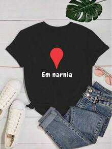 Women's T-Shirt With Narnia Quotes. Perfect Birthday Or Holiday Gift Choice For Friends, Family, Boyfriend Or Girlfriend. - 黑色 - 查看 1