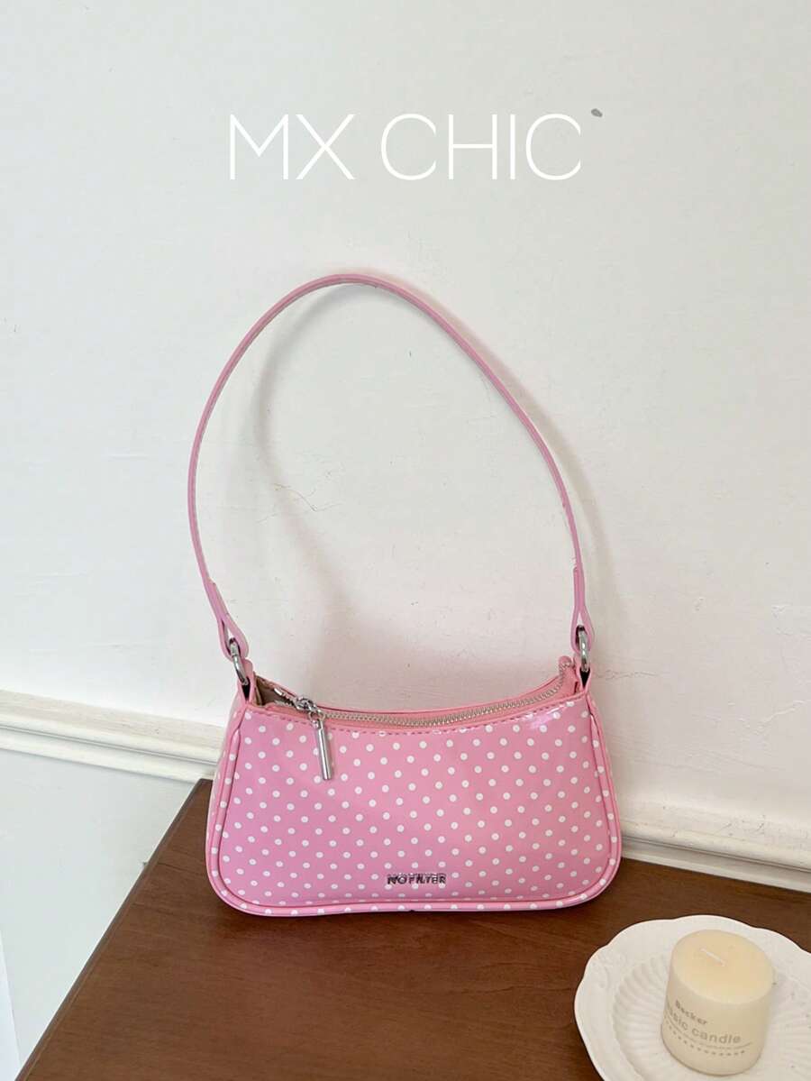 1pc Women's Solid Color PU Leather Shoulder Bag, Multifunctional Crossbody Commuter Bag With Adjustable Strap - Pink - View 1