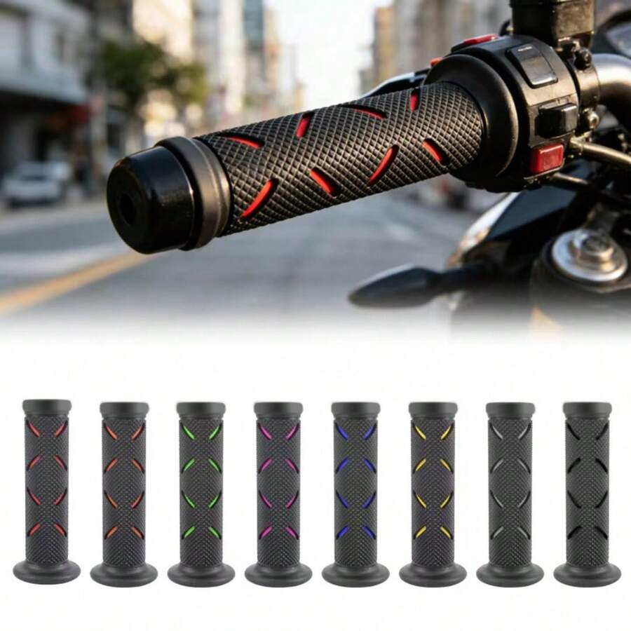 Universal 22mm Motorcycle Handlebar Grips 1 Pair, Anti-Slip Wear-Resistant Rubber Handlebar Grips Replacement, Suitable For Suzuki Ducati Benelli, Multi-Color Off-Road Motorcycle Handlebar Accessories - 2pcs - View 1