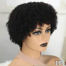 Short Afro Kinky Curly Human Hair Blonde Color 6inch 200% Density Wig Brazilian Remy Human Hair Wigs For Women Machine Made Suitable For All Kinds Of People 1B And 27# Color - Multicolor - View 3