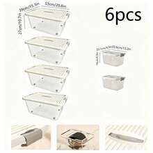 Collection Of 4+2 Or 6+4 Spacious Storage Containers, Designed To Be Stackable, Equipped With Lids And Wheels For Organizing Different Items Large Storage Containers Plastic Storage Containers - White - View 3