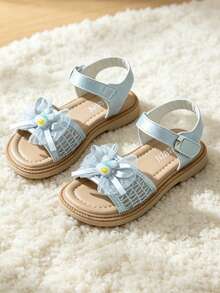 2026 Beige/Silver Sweet Princess Sandals - Mesh Bow Rabbit Decor Girls Sandals - Suitable For Daily Outings And Other Occasions! - Silver - View 5