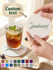 Customized Coasters, Allowing Customization Of Names And Letter Patterns. Suitable For Beverages, Tea Cups, Coffee Cups. Can Be Used As Home And Restaurant Decorations, Essential Gifts For Festivals, Christmas Ornaments. Exquisitely Designed. - Multicolor - View 1