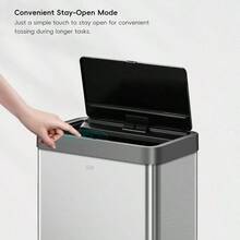 EKO Mirage X 80 Liter Automatic Sensor Trash Can, Matte Black Stainless Steel, Touchless Lid, Fingerprint-Resistant, For Kitchen (SILVER) - Plata - View 5