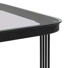 Stackable Coffee Table: High-Gloss Marble Look And Glass Top, Black Legs, Side Table With Drawers In A Set Of 2 - 黑色 - 查看 6