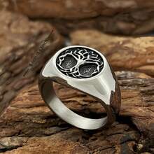 1pc European And American Hot-Selling Minimalist Tree Of Life Stainless Steel Ring, Unisex, Gift For Dad, Mom, Colleague, Friend - Ring - View 10