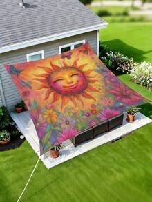 1pc Plant Leaf Floral Print Design Sunshade Awning, Outdoor Shade Cloth And Canopy, 2D Flat Printed Tent, Washable, Suitable For Garden, Camping, Beach, Yard, Poolside And More, Poles Not Included - Multicolor - View 49