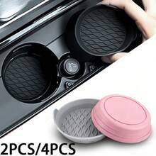 2/1pc/4pcs Car Silicone Cup Holder Coasters, Non-Slip Storage Mat, Raised Anti-Spill Cup Holder, Universal Round Non-Slip Pad, Car Cup Holder - Coaster - View 1