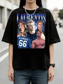 Dean Di Laurentis No.66 Vintage Eishockey Romanze Damen T-Shirt aus Baumwolle, Off Campus Roman Thema Geschenk für Buchliebhaber und Sammler - Schwarz - Übersicht 1