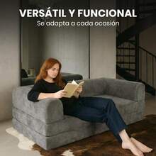 Sofá Cama Memory Foam Plegable 3 Plazas |   Sofá Cama Multifuncional Moderno |   Sillón para Sala Sofa Cama Comprimido |   Estructura Resistente |   Dimensiones: 200 x 100 x 71 (Beige) - Gris - Ver 6
