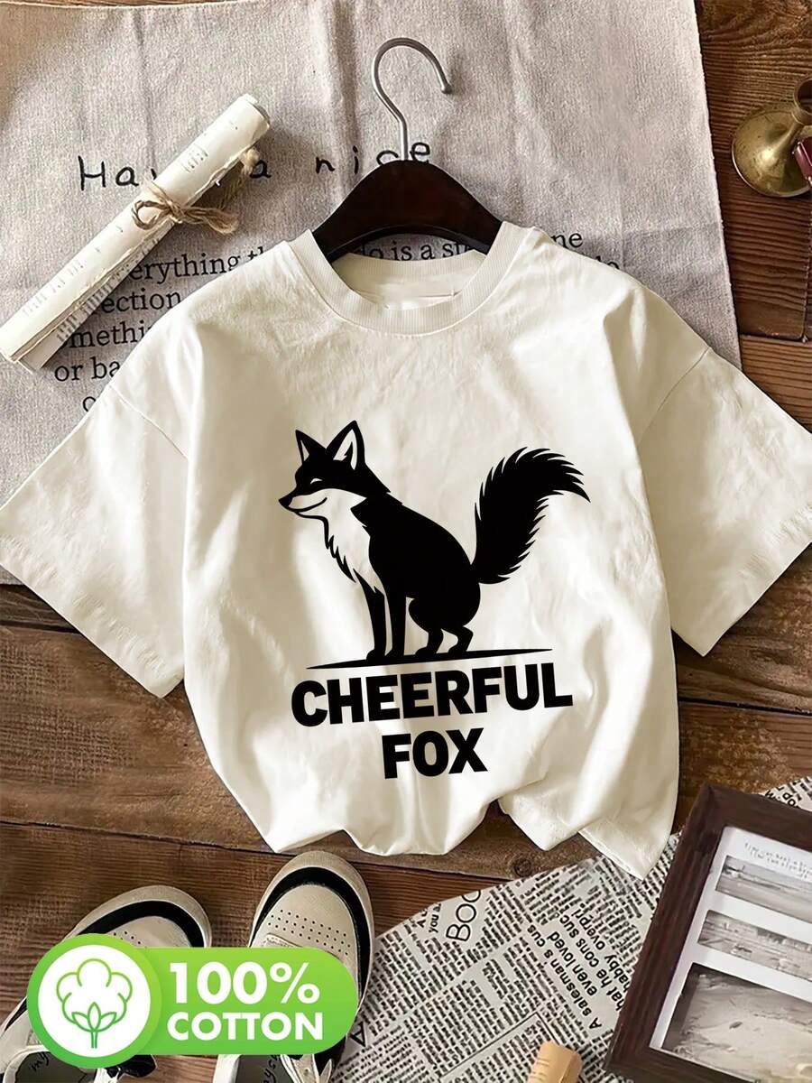 Graphic Print T-Shirt, Short Sleeves, Round Neck, Casual Top For Summer And Spring, Soft Women's Clothing. - Aprikot - View 1