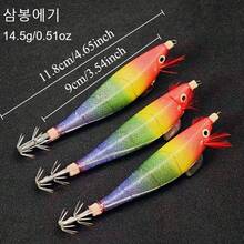 Avlcoaky 5pcs Horizontal Squid Jig Egi Set 11.8cm Luminous Wood Shrimp Fishing Lures UV Sea Cuttlefish Octopus Saltwater Shrimp Jigs - Multicolor - View 7