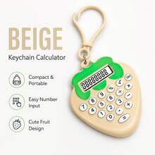 Cartoon Strawberry Pendant Mini Calculator, 5-Color Soft Cute Fruit Shape, Rounded Edgeless Body, Matching Color Hanging Ring, Compact And Portable, Clear Digital Small Screen, Girls' Backpack Charm, Desktop Ornament, Cute And Practical Portable Calculator Accessory - Single Piece - View 16