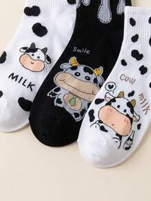 5 pares de calcetines de vaca de dibujos animados dulces y lindos - Multicolor - Ver 5
