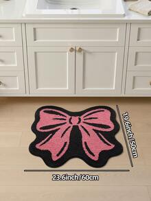 1pc Bathroom Floor Mat Carpet, Flocked Soft Comfortable Foot Feel, Bow Pattern, TPR Backing Non-Slip, Suitable For Kitchen, Outdoor, Indoor, Hallway, Bedroom, Living Room, Bedside, Easy To Clean Machine Washable Carpet, Bedroom Bathroom Decor - Multicolor - View 14