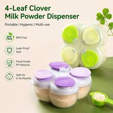 1 pieza Dispensador de leche en polvo de 4 compartimentos, Caja portátil de leche en polvo con trébol, Contenedor de leche en polvo para uso al aire libre, Divisor de leche en polvo para recién nacidos, Adecuado para viajes diarios - Multicolor - Ver 3