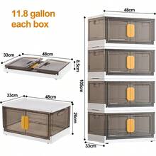 4pcs Storage Boxes, 160L Foldable Stackable Plastic Storage Box, Stackable Closet Organizers, Clear Plastic Storage Box With Lid And Door - Multicolor - View 2