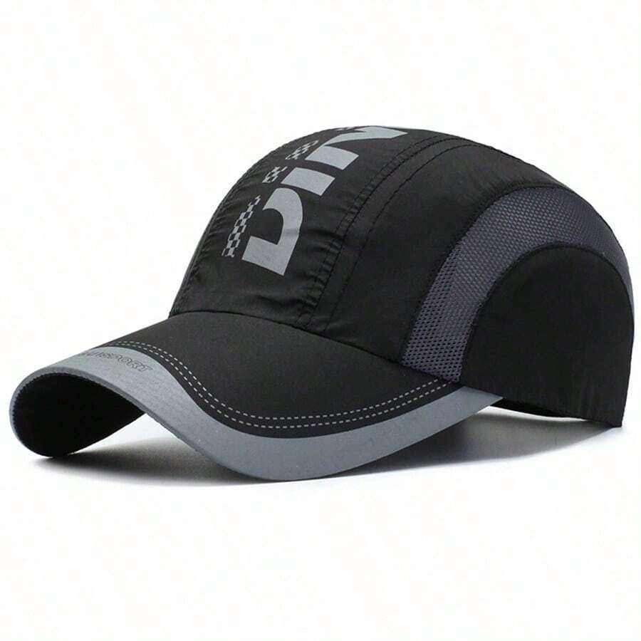 1 Piece Breathable Lightweight Mesh Running Cap, Adjustable Outdoor Sports Sun Hat, Unisex - 黑色 - 查看 1