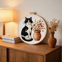 2 Styles Cute Cow/Blue Cat Handmade Embroidery Kit, Beginner Zero-Based 3D Embroidery Set, Living Room Bedroom Window Sill Decor, Warm Gift For Best Friend, Girlfriend, Couple - Multicolor - View 7