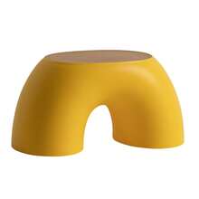 36cm Bunter Sitzhocker – Runder PP Hocker – Rutschfester Fußbank für Flur – Modernes Design – Gelb - Gelb - Übersicht 1