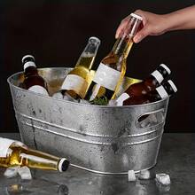 1pc Metal Beverage Cooler Bucket With Handle, Suitable For Parties, Weddings, Barbecues, Outdoor Activities And Daily Beverage Service - View 1