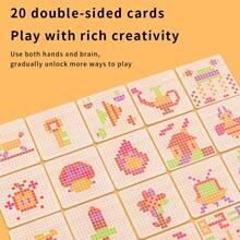 Children 3+ Years Old Wooden Logic Mosaic Cube Puzzle Toy, 210pcs DIY Blocks With 20 Double-Sided Flash Cards, 3D Spatial Thinking And Creative Training Montessori Toy, Color And Shape Recognition Educational Desktop Game Gift, Suitable For Boys And Girls - Multicolor - View 5