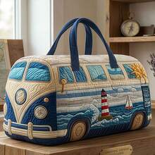 3D Printed Bus Pattern Tote Beach Bag Large Capacity Lightweight Durable, Zipper Handles Travel Duffle Bag For Sports Outdoor Beach Travel Essential - Multicolor - View 4