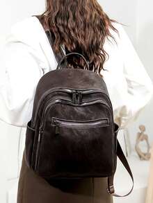 Mochila de mujer con estampado de leopardo de moda - Café integral - Ver 5