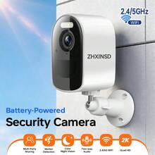 ZHXINSD 無線戶外電池供電監控攝影機，WiFi 監控攝影機，智慧家居安全攝影機，長效 5000mAh 可充電電池，全彩夜視，PIR 人體偵測，即時音訊，IP65，智慧遠端 App 控制，簡易安裝 - 白色 - 查看 2